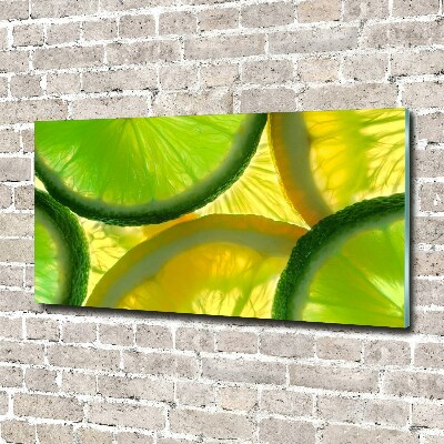 Glasbild Limette und Zitrone