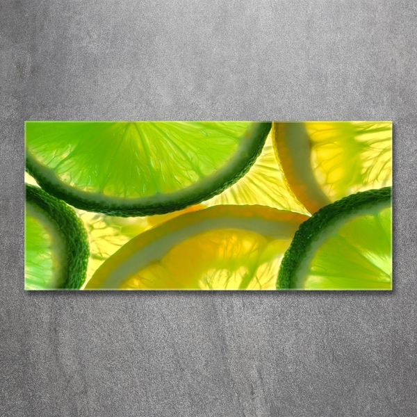 Glasbild Limette und Zitrone