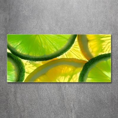 Glasbild Limette und Zitrone