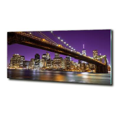 Glasbild Manhattan bei Nacht