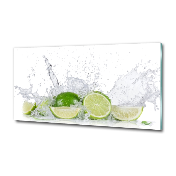 Foto glasbild Limetten und Wasser
