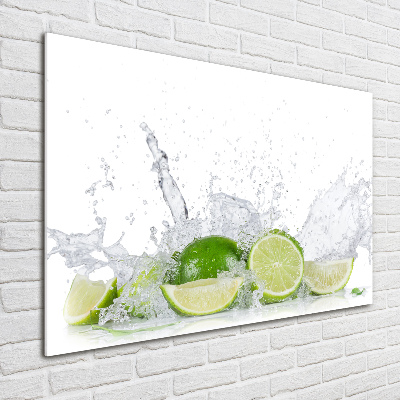 Foto glasbild Limetten und Wasser