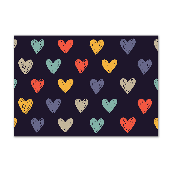 Glasbild Bunte Herzen