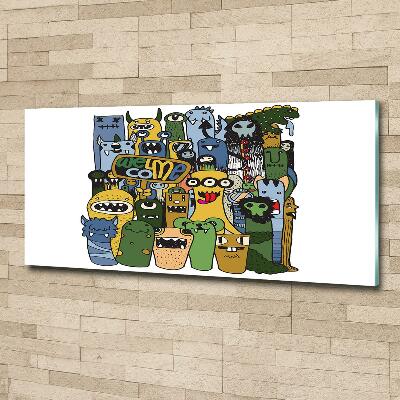 Glasbild Verrückte Monster