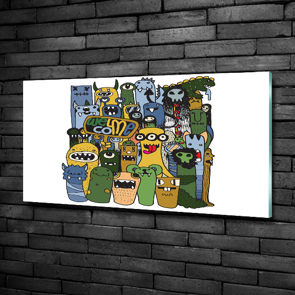 Glasbild Verrückte Monster