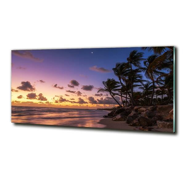 Glasbild Sonnenuntergang am Strand