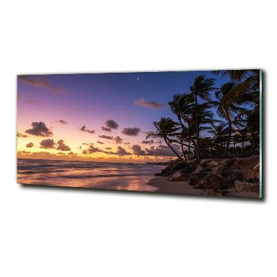 Glasbild Sonnenuntergang am Strand