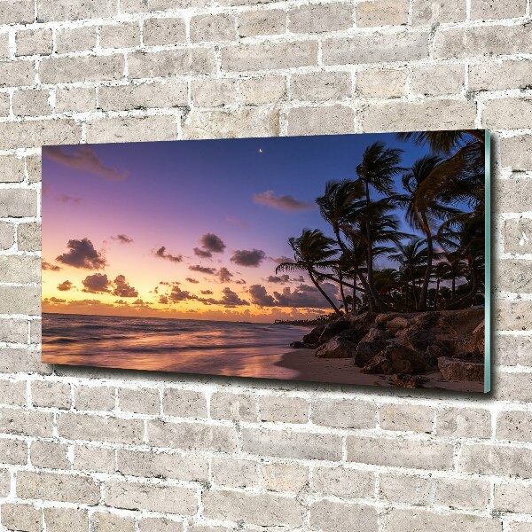 Glasbild Sonnenuntergang am Strand