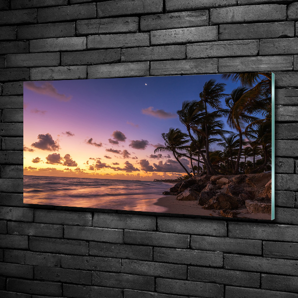 Glasbild Sonnenuntergang am Strand