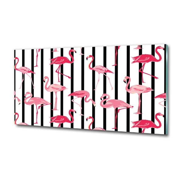 Glasbild Gestreifte Flamingos