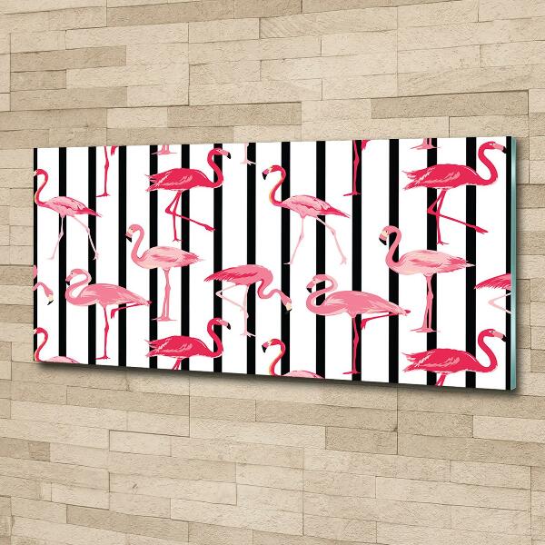 Glasbild Gestreifte Flamingos