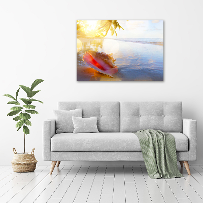 Foto glasbild Eine Muschel am Strand