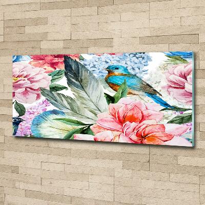 Bild auf glas Blumen und Vögel