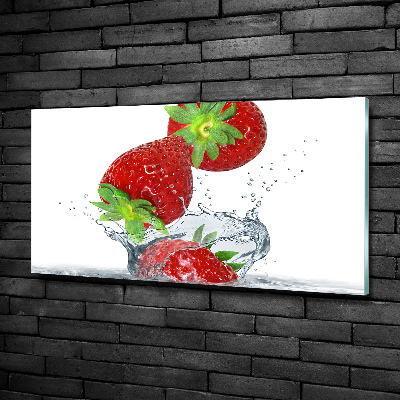Glasbild Herabfallende Erdbeeren