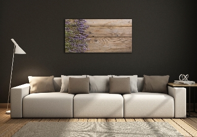 Foto glasbild Lavendel auf Holz