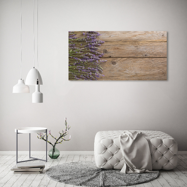 Foto glasbild Lavendel auf Holz