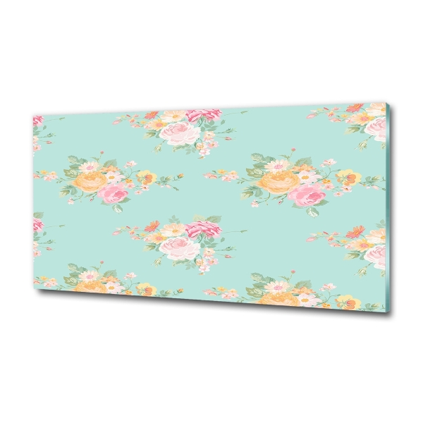 Glasbild Blumenmuster