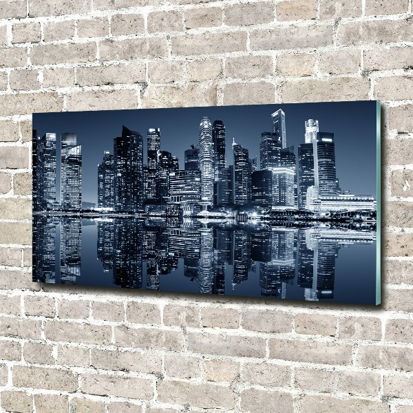 Bild auf glas Singapur bei Nacht