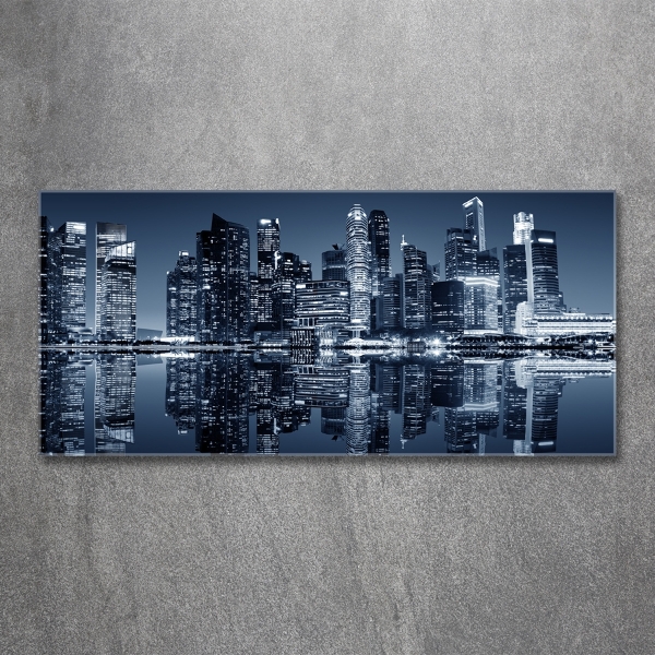 Bild auf glas Singapur bei Nacht