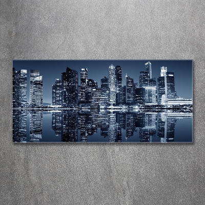 Bild auf glas Singapur bei Nacht