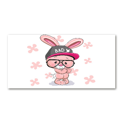 Glasbild Kaninchen im Hut