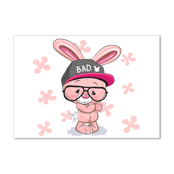 Glasbild Kaninchen im Hut