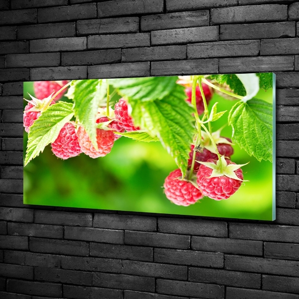 Foto glasbild Himbeeren im Garten