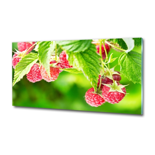 Foto glasbild Himbeeren im Garten