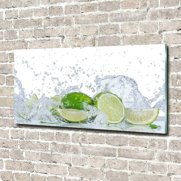 Glasbild Limetten und Wasser