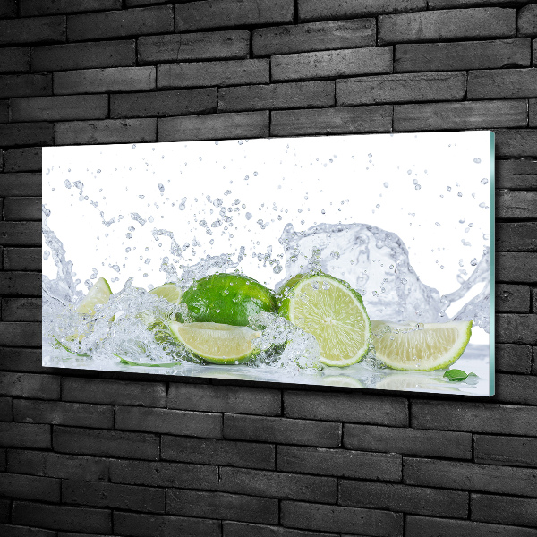 Glasbild Limetten und Wasser