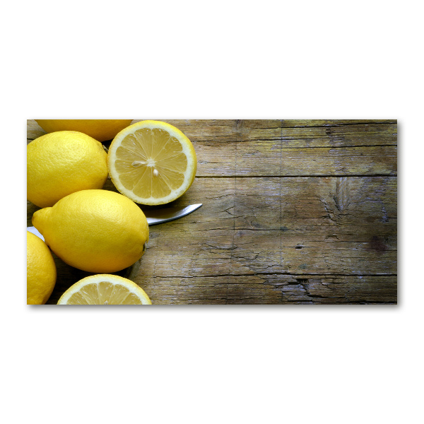 Bild auf glas Zitronen auf Holz
