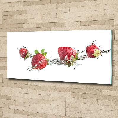 Bild auf glas Erdbeeren und Wasser