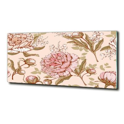 Glasbild Pfingstrosen