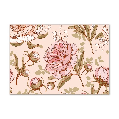 Glasbild Pfingstrosen