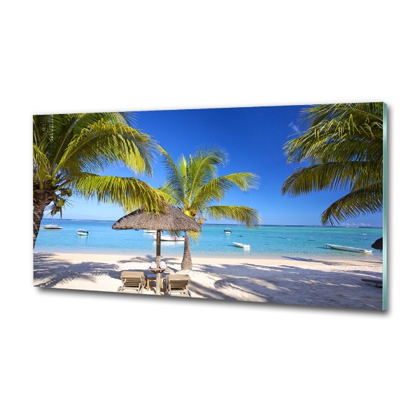 Glasbild Strand von Mauritius