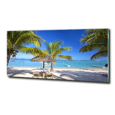 Glasbild Strand von Mauritius