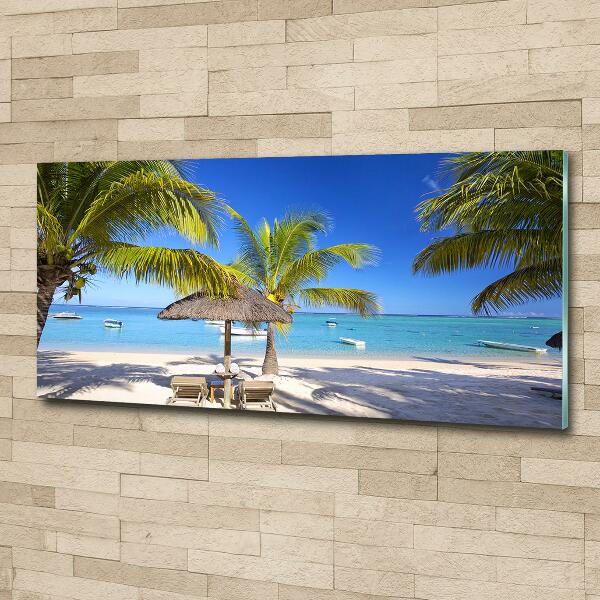 Glasbild Strand von Mauritius