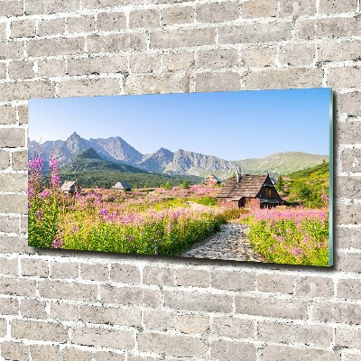 Glasbild Berghütten