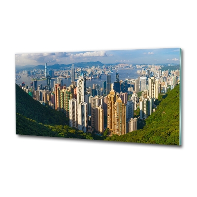 Glasbild Hongkong-Panorama