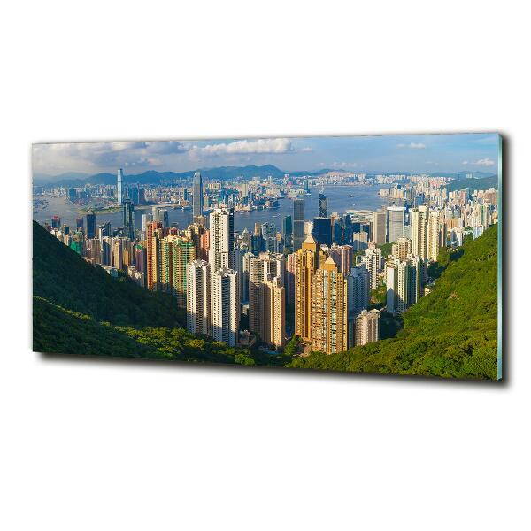 Glasbild Hongkong-Panorama
