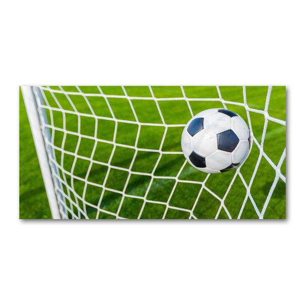 Glasbild Der Ball ist im Tor