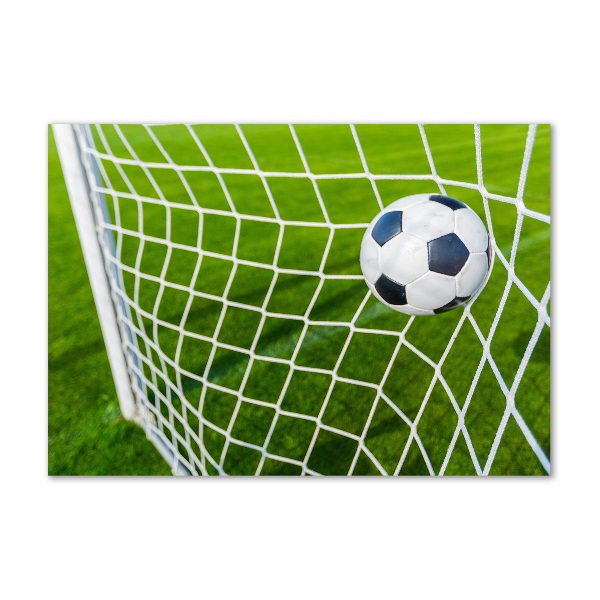 Glasbild Der Ball ist im Tor