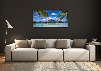 Glasbild Palmen in Bora Bora