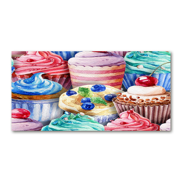 Bild auf glas Bunte Cupcakes