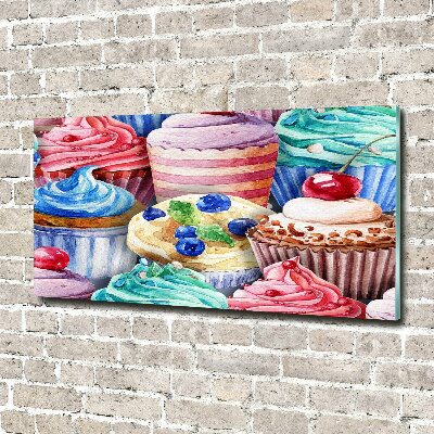 Bild auf glas Bunte Cupcakes