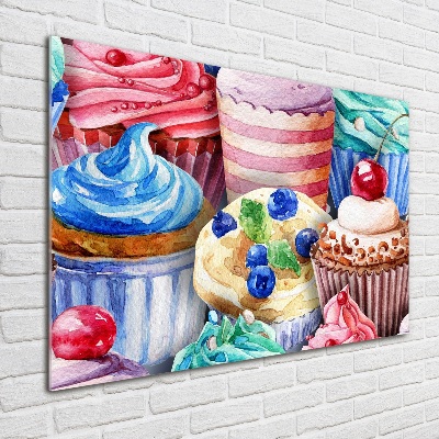 Bild auf glas Bunte Cupcakes