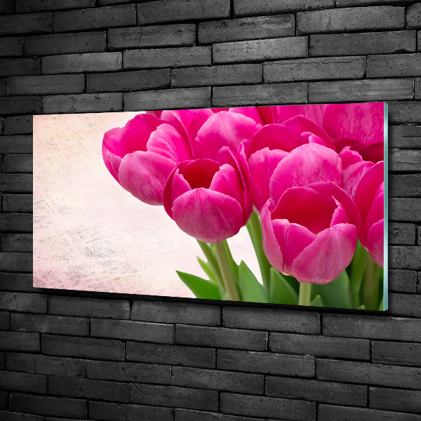 Foto glasbild Rosa Tulpen