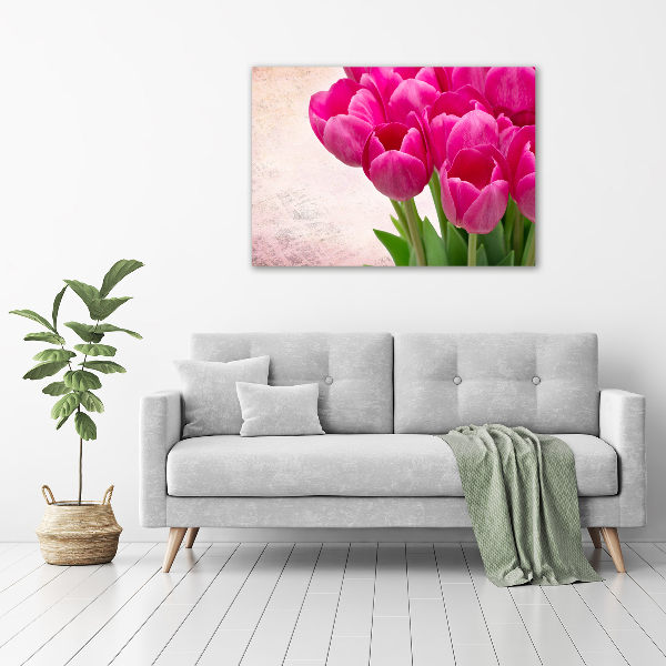 Foto glasbild Rosa Tulpen