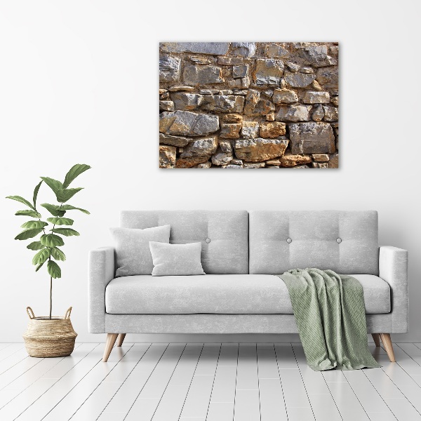 Glasbild Steinmauer