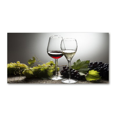 Glasbild Wein und Trauben